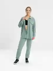 Мятный спортивный костюм женский двойка : рубашка брюки