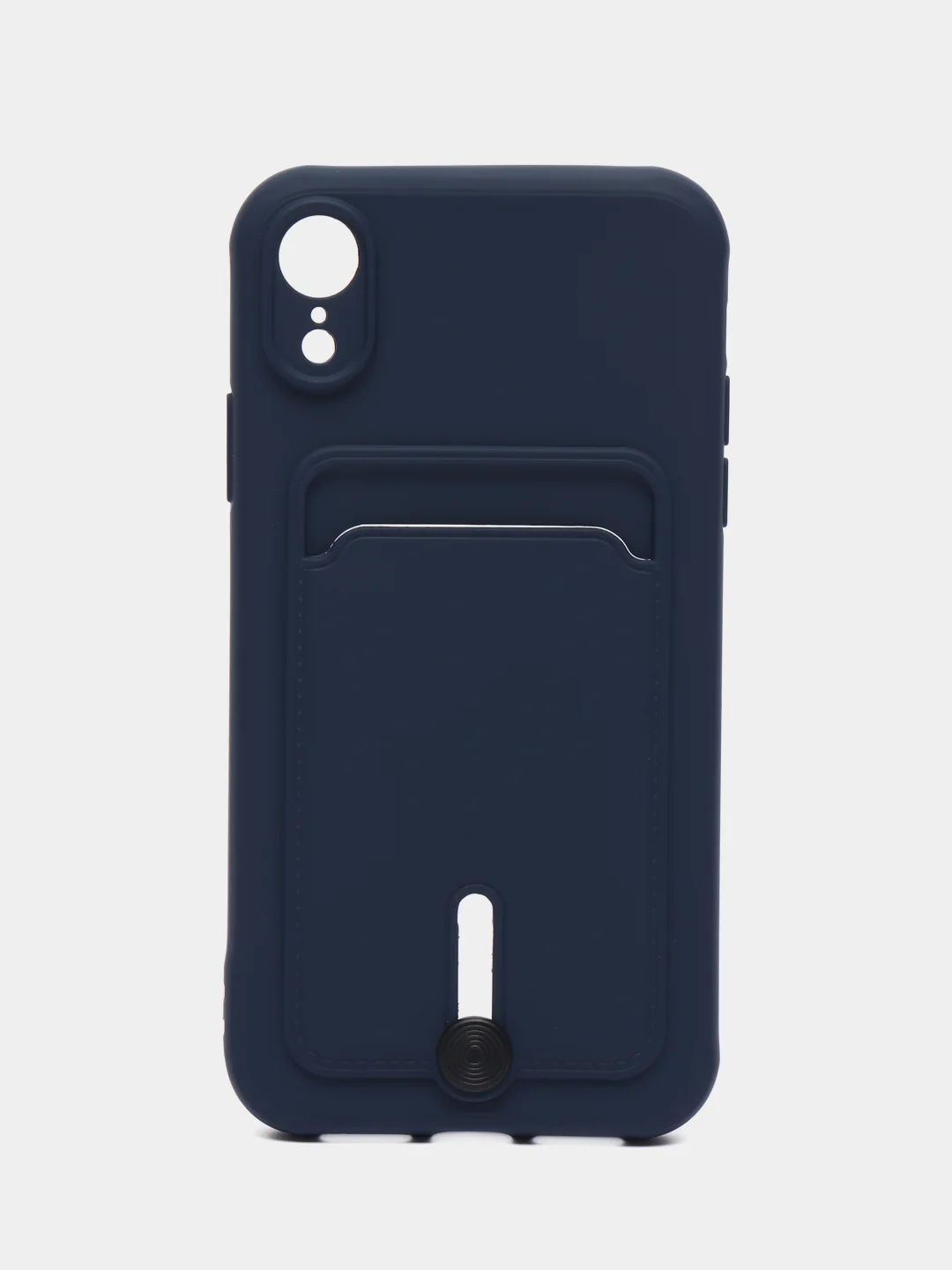 Темно-синий силиконовый чехол для iPhone XR (Айфон ХР) с карманом для карт, чехол на айфон