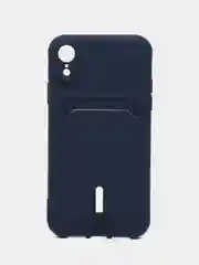 Темно-синий силиконовый чехол для iPhone XR (Айфон ХР) с карманом для карт, чехол на айфон
