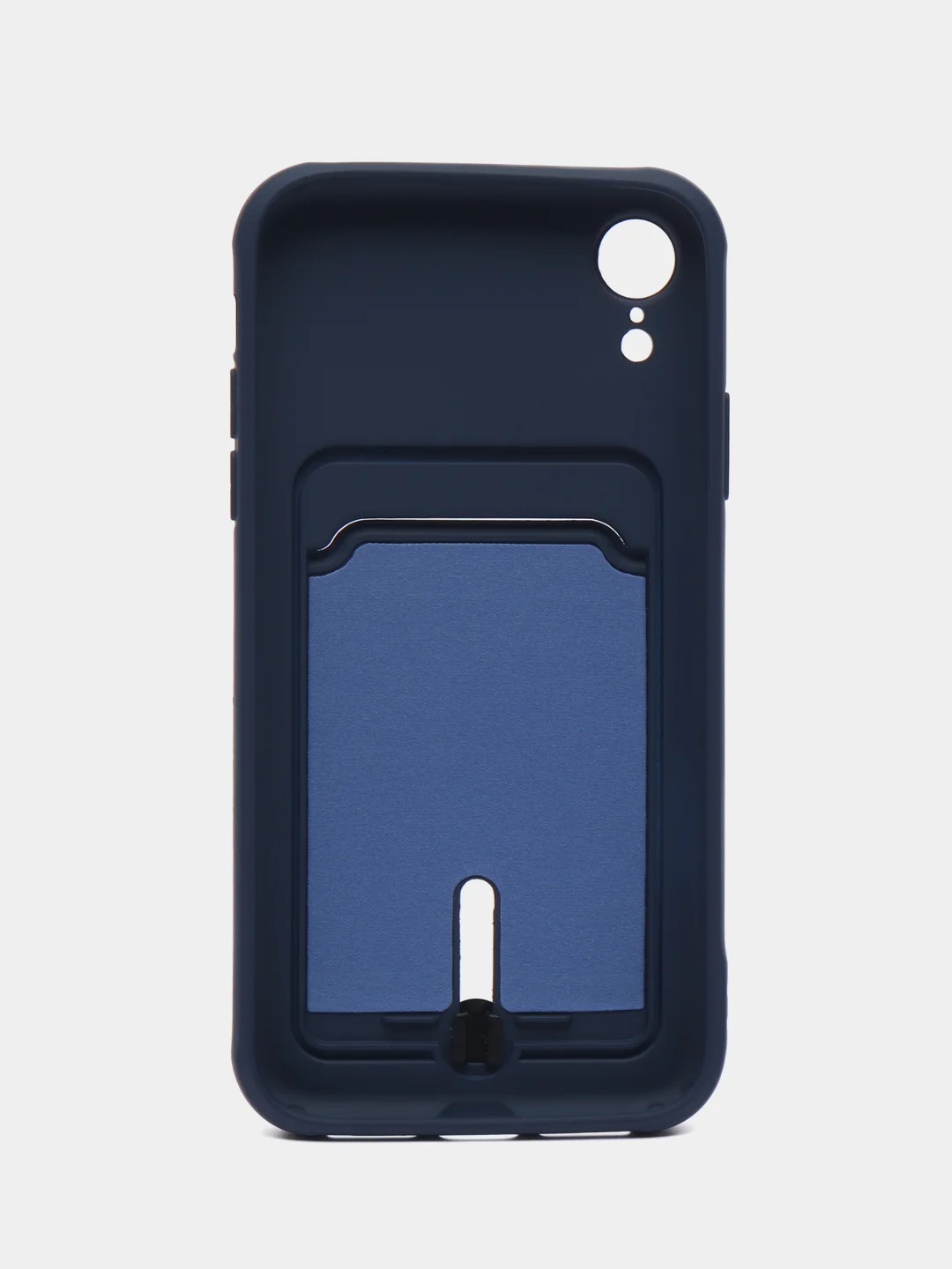 Темно-синий силиконовый чехол для iPhone XR (Айфон ХР) с карманом для карт, чехол на айфон