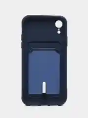 Темно-синий силиконовый чехол для iPhone XR (Айфон ХР) с карманом для карт, чехол на айфон