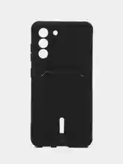 Черный чехол для Samsung Galaxy S21 FE, S21FE (Самсунг С21 ФЕ, С21ФЕ) силиконовый, с карманом
