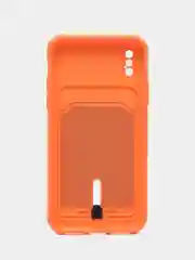 Оранжевый силиконовый чехол для iPhone X, XS (Айфон Х, ХС) с карманом для карт, чехол на айфон