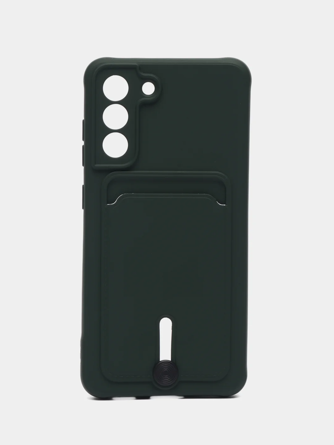 Тёмно-зелёный чехол для Samsung Galaxy S21 FE, S21FE (Самсунг С21 ФЕ, С21ФЕ) силиконовый, с карманом