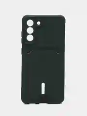 Тёмно-зелёный чехол для Samsung Galaxy S21 FE, S21FE (Самсунг С21 ФЕ, С21ФЕ) силиконовый, с карманом