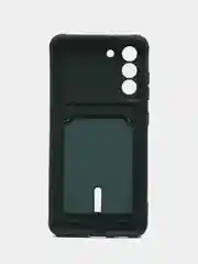 Тёмно-зелёный чехол для Samsung Galaxy S21 FE, S21FE (Самсунг С21 ФЕ, С21ФЕ) силиконовый, с карманом