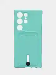 Мятный чехол для Samsung Galaxy S23 Ultra (Самсунг Галакси С23 Ультра), силиконовый, с карманом
