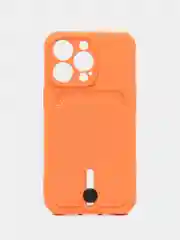 Оранжевый силиконовый чехол для iPhone 13 Pro (Айфон 13 Про) с карманом, чехол на айфон