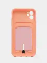 Пудровый силиконовый чехол для Apple  iPhone 11 (Айфон 11), чехол на айфон 11 с карманом