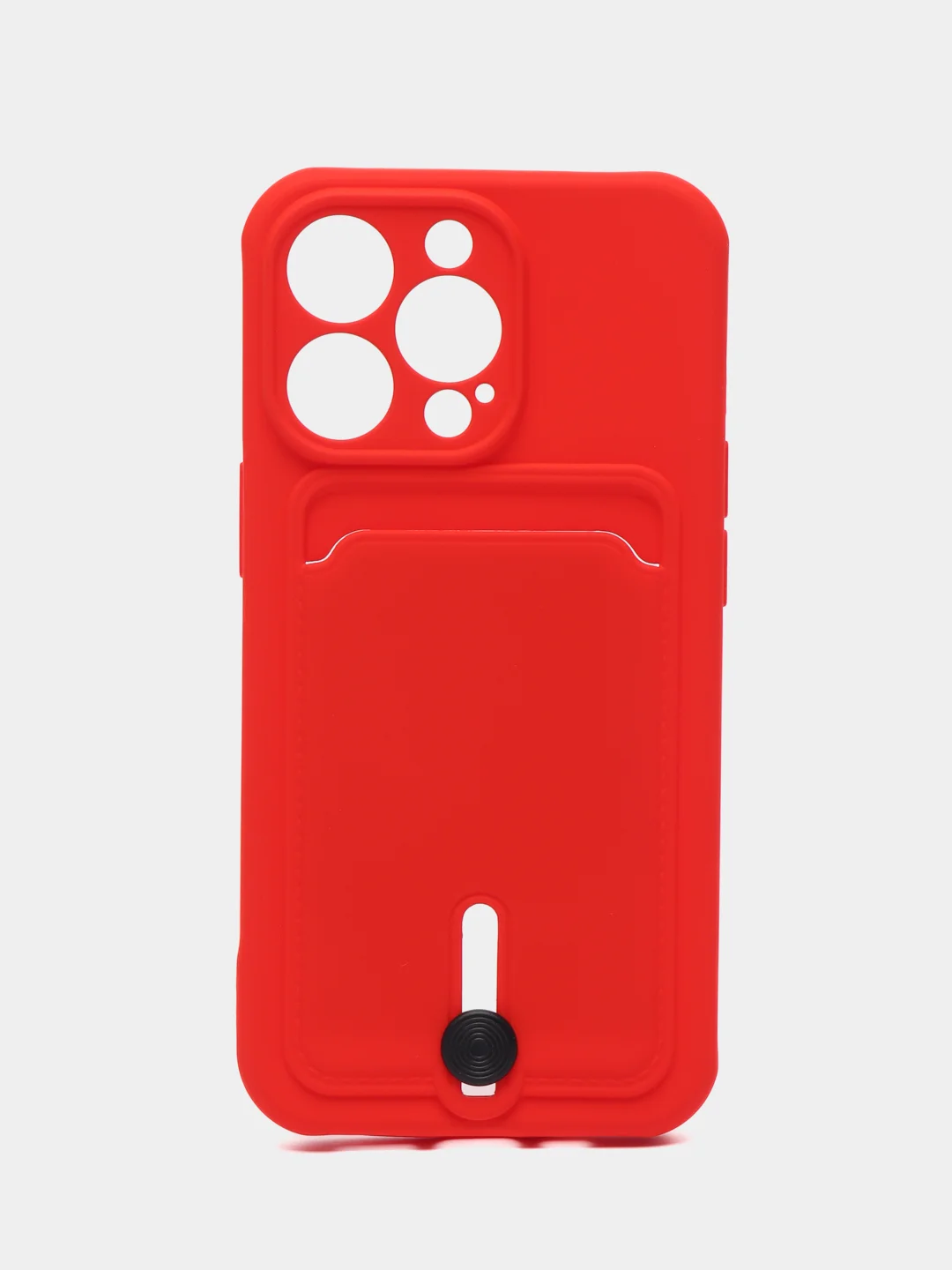 Красный силиконовый чехол для iPhone 13 Pro (Айфон 13 Про) с карманом, чехол на айфон