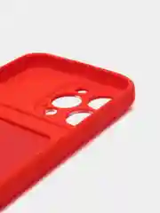 Красный силиконовый чехол для iPhone 13 Pro (Айфон 13 Про) с карманом, чехол на айфон