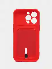 Красный силиконовый чехол для iPhone 13 Pro (Айфон 13 Про) с карманом, чехол на айфон