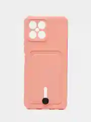 Пастельно-коралловый чехол силиконовый для Huawei Honor X8 ( Хонор X8 ) с карманом для карт