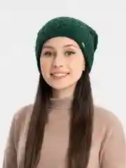 Тёмно-зелёный шапка женская "Нимфа", с укладкой назад, на флисе