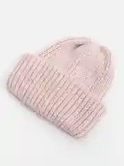 Коралловый меланж шапка-бини женская "Карат", вязаная, с двойным отворотом, без подклада