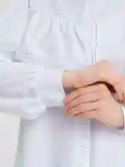 Белый рубашка женская, с рюшами, оверсайз