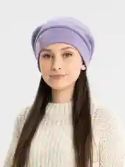 Сиреневый берет женский вязаный Гуннера, шапка на флисовом подкладе