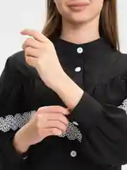 Черный рубашка женская, с рюшами, оверсайз
