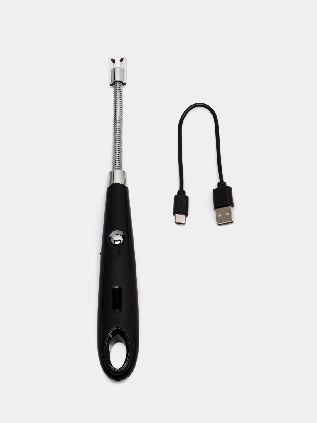 Черный зажигалка электронная, плазменная, с USB и Type-C зарядкой