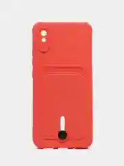 Коралловый силиконовый чехол для Xiaomi Redmi 9A (Редми 9А) с карманом для карты, защита камеры