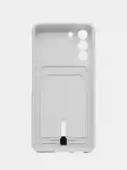 Белый чехол для Samsung Galaxy S21 FE, S21FE (Самсунг С21 ФЕ, С21ФЕ) силиконовый, с карманом