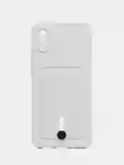Белый силиконовый чехол для Xiaomi Redmi 9A (Редми 9А) с карманом для карты, защита камеры