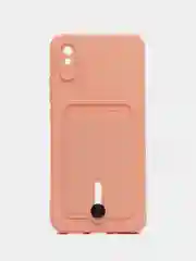 Пудровый силиконовый чехол для Xiaomi Redmi 9A (Редми 9А) с карманом для карты, защита камеры