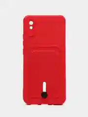 Вишнёвый силиконовый чехол для Xiaomi Redmi 9A (Редми 9А) с карманом для карты, защита камеры