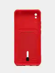 Вишнёвый силиконовый чехол для Xiaomi Redmi 9A (Редми 9А) с карманом для карты, защита камеры