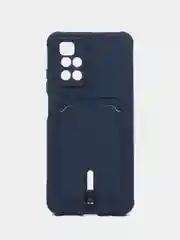 Темно-синий силиконовый чехол для Xiaomi Redmi 10 ( Сяоми Редми 10 ) с карманом для карт
