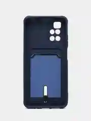 Темно-синий силиконовый чехол для Xiaomi Redmi 10 ( Сяоми Редми 10 ) с карманом для карт