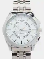Серебряный мужские наручные часы KINGNUOS K-1850 с календарем, в подарочной упаковке