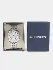 Серебряный мужские наручные часы KINGNUOS K-1850 с календарем, в подарочной упаковке