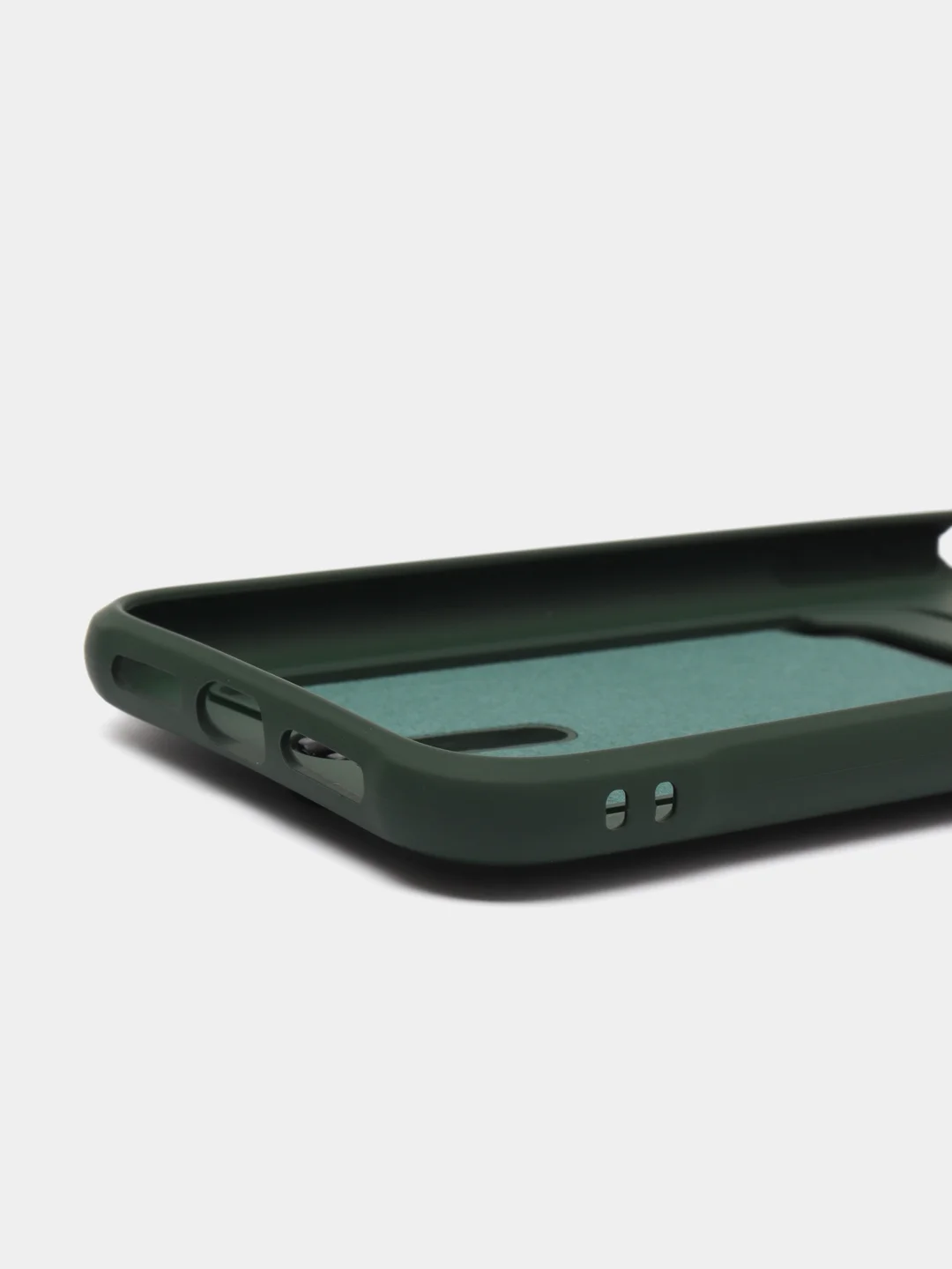 Тёмно-зелёный силиконовый чехол для iPhone XR (Айфон ХР) с карманом для карт, чехол на айфон
