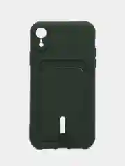 Тёмно-зелёный силиконовый чехол для iPhone XR (Айфон ХР) с карманом для карт, чехол на айфон