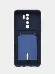 Темно-синий чехол для Xiaomi Redmi Note 8 Pro (Редми Нот 8 Про) силиконовый , с карманом