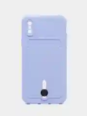 Аметистовый силиконовый чехол для iPhone X, XS (Айфон Х, ХС) с карманом для карт, чехол на айфон