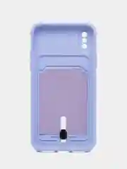 Аметистовый силиконовый чехол для iPhone X, XS (Айфон Х, ХС) с карманом для карт, чехол на айфон
