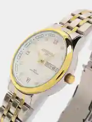 Золотой мужские наручные часы Kingnuos K-1853 с календарём в подарочной упаковке