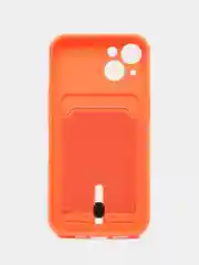 Манго силиконовый чехол для iPhone 14 (Айфон 14) , чехл на айфон с карманом для карт