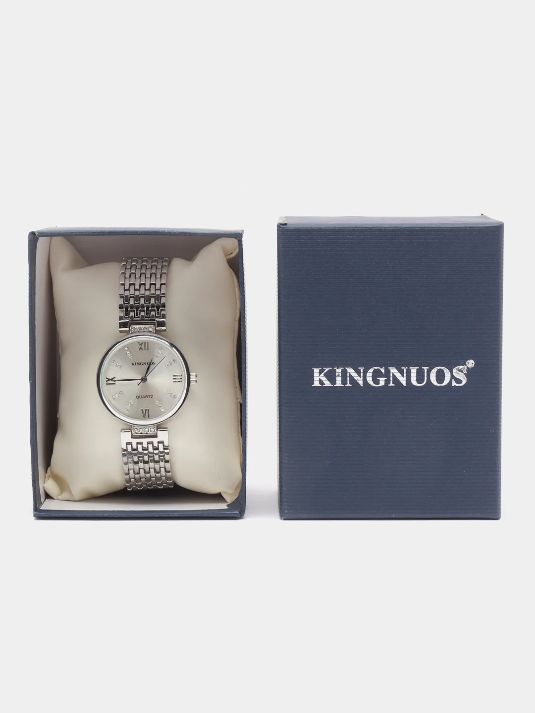 Серебряный женские наручные часы Kingnuos K-3668, в подарочной упаковке