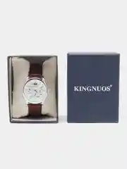 Коричневый мужские наручные часы KINGNUOS K-1876, с календарем, в подарочной упаковке