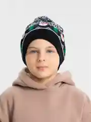 Хром зимняя шапка, с новогодним принтом, с шерстяным помпоном