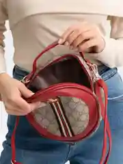 Красный сумка круглая, женская