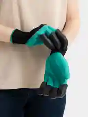 Бирюзовый перчатки садовые, с когтями