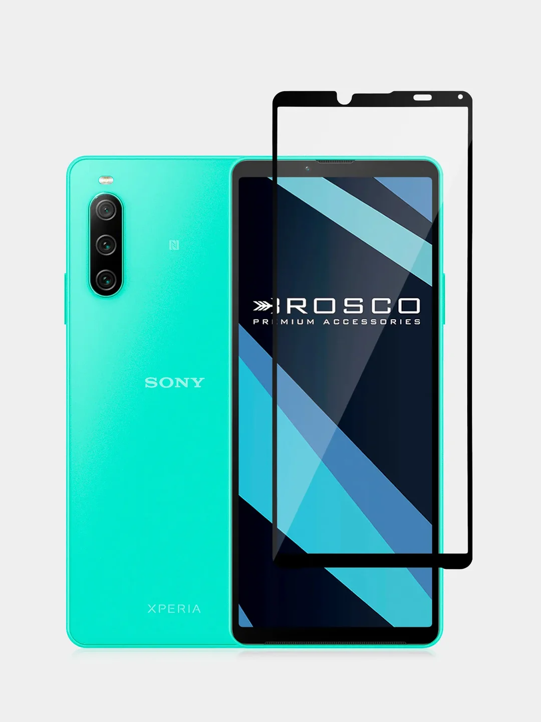 Прозрачный стекло для Sony Xperia 10 IV, mark 4 защитное ROSCO олеофобное покрытие, прозрачное, рамка