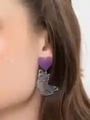 Аметистовый серьги акриловые, с котиками, 2 вида