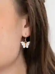 Серьги висячие Бабочки белоснежные