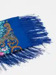 Синий платок женский с бахромой