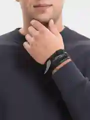 Оливковый набор браслетов мужской, кожаный